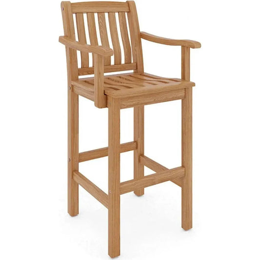 Oasis Teak Outdoor Bar Chair Sustainable-Outdoor Bar Stools-HiTeak-LOOMLAN
