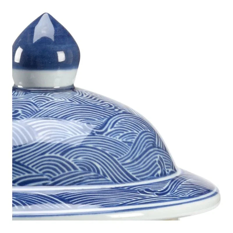 Ocean Ginger Wave Pattern Jar - LOOMLAN - Chelsea House - Vases & Jars