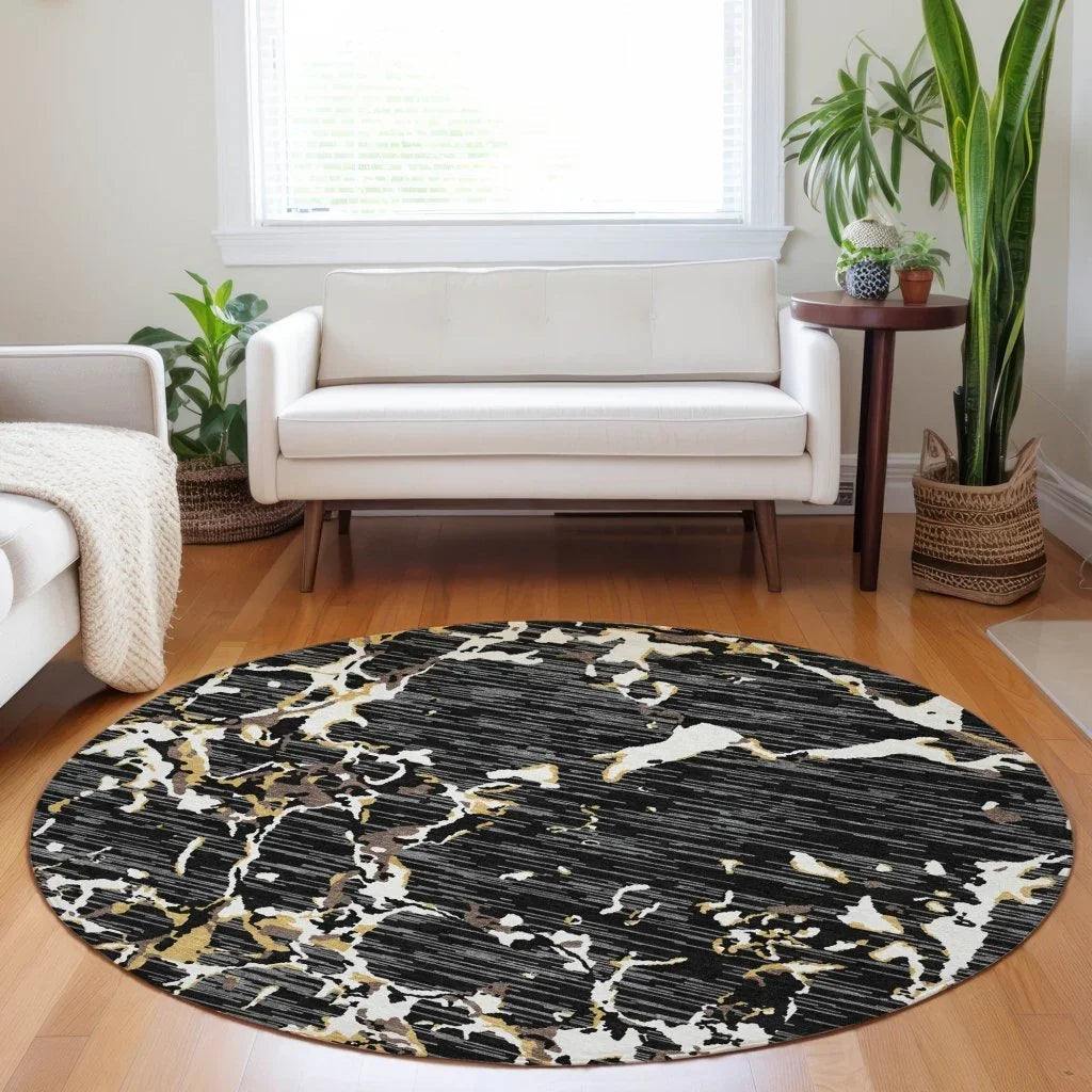 Oceana Black Washable Indoor-Outdoor Rug-Outdoor Rugs-LOOMLAN Rugs-LOOMLAN