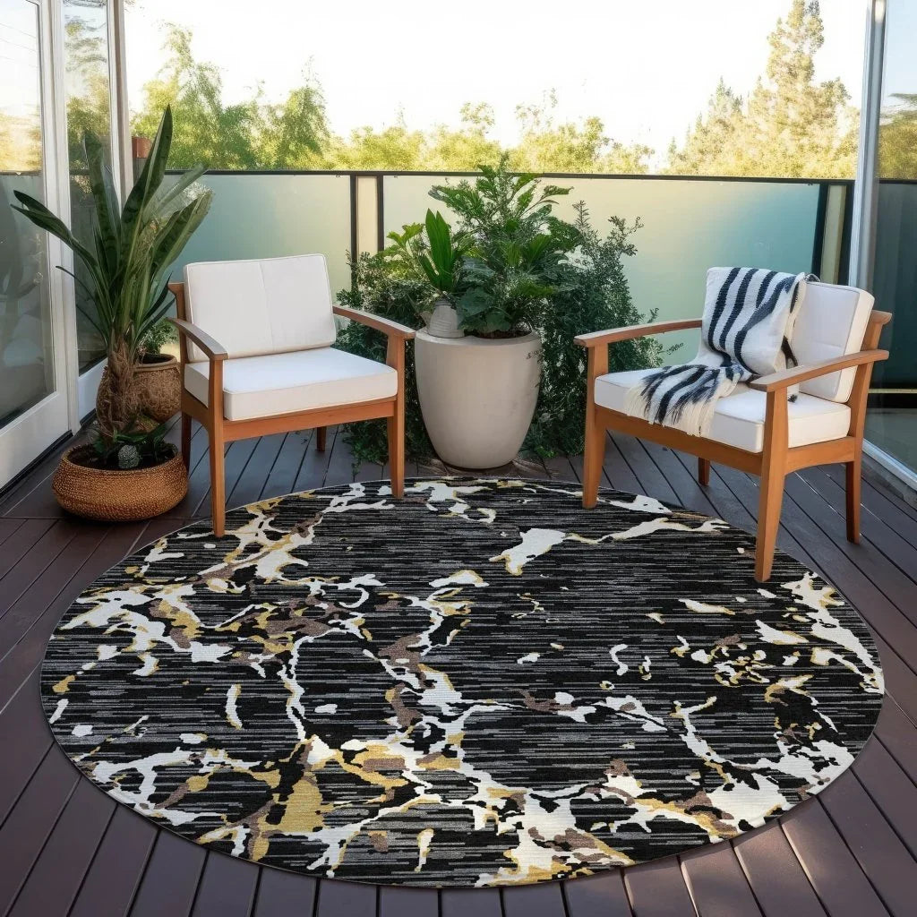 Oceana Black Washable Indoor-Outdoor Rug-Outdoor Rugs-LOOMLAN Rugs-LOOMLAN