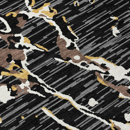 Oceana Black Washable Indoor-Outdoor Rug-Outdoor Rugs-LOOMLAN Rugs-LOOMLAN