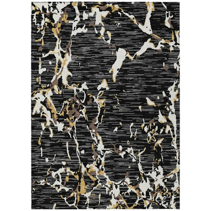 Oceana Black Washable Indoor-Outdoor Rug-Outdoor Rugs-LOOMLAN Rugs-2'6" x 3'10"-LOOMLAN