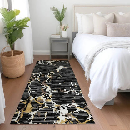 Oceana Black Washable Indoor-Outdoor Rug-Outdoor Rugs-LOOMLAN Rugs-LOOMLAN