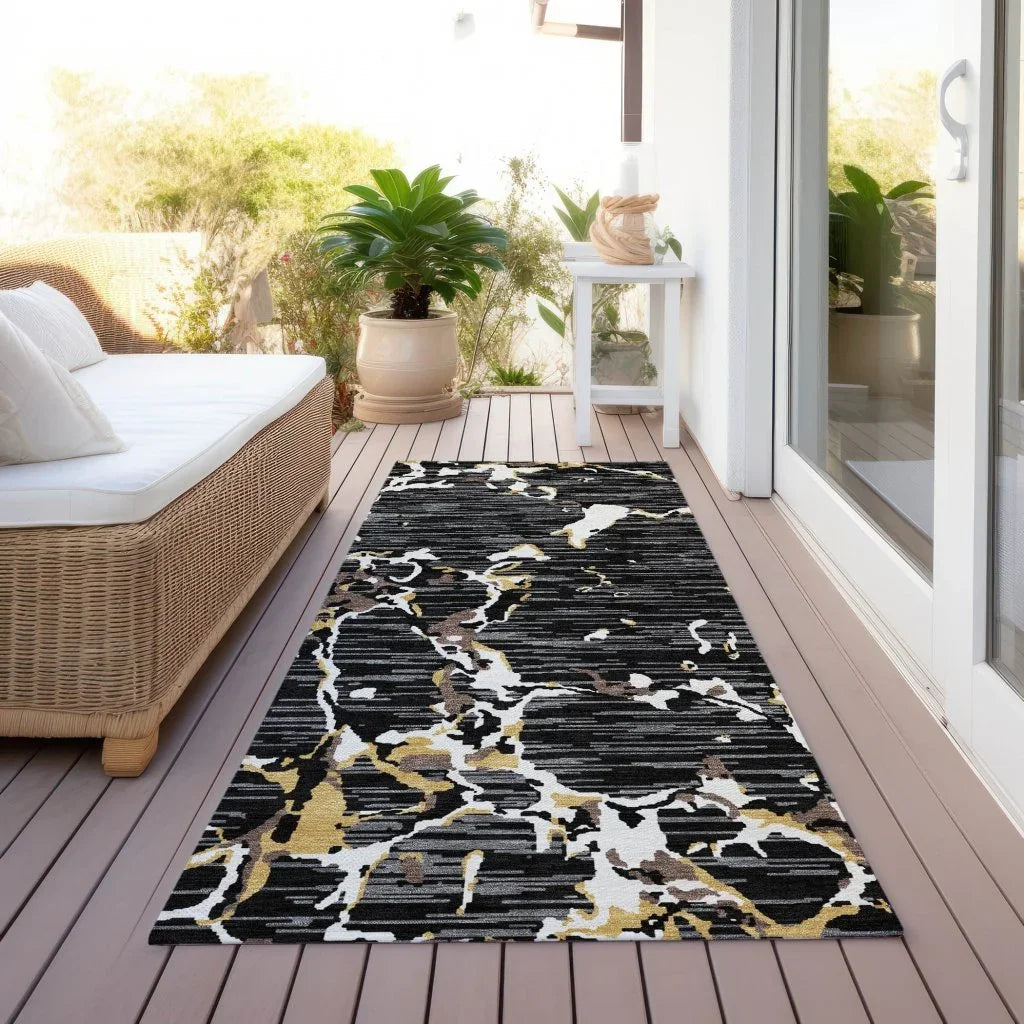 Oceana Black Washable Indoor-Outdoor Rug-Outdoor Rugs-LOOMLAN Rugs-LOOMLAN