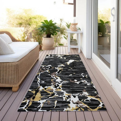 Oceana Black Washable Indoor-Outdoor Rug-Outdoor Rugs-LOOMLAN Rugs-LOOMLAN