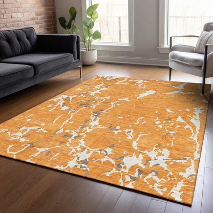 Oceana Orange Washable Indoor-Outdoor Rug-Outdoor Rugs-LOOMLAN Rugs-LOOMLAN