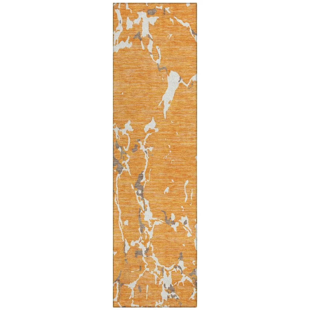 Oceana Orange Washable Indoor-Outdoor Rug-Outdoor Rugs-LOOMLAN Rugs-2'3" x 7'6"-LOOMLAN