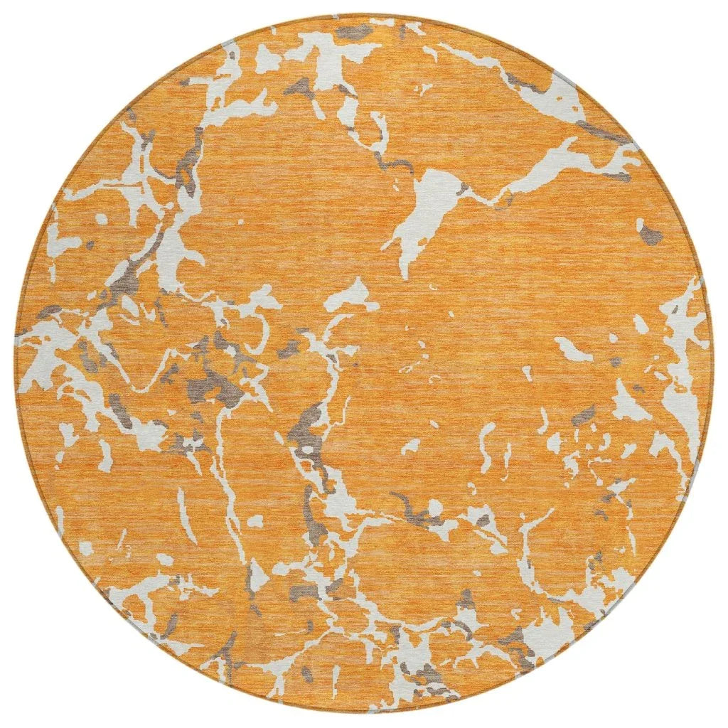 Oceana Orange Washable Indoor-Outdoor Rug-Outdoor Rugs-LOOMLAN Rugs-8' x 8'-LOOMLAN