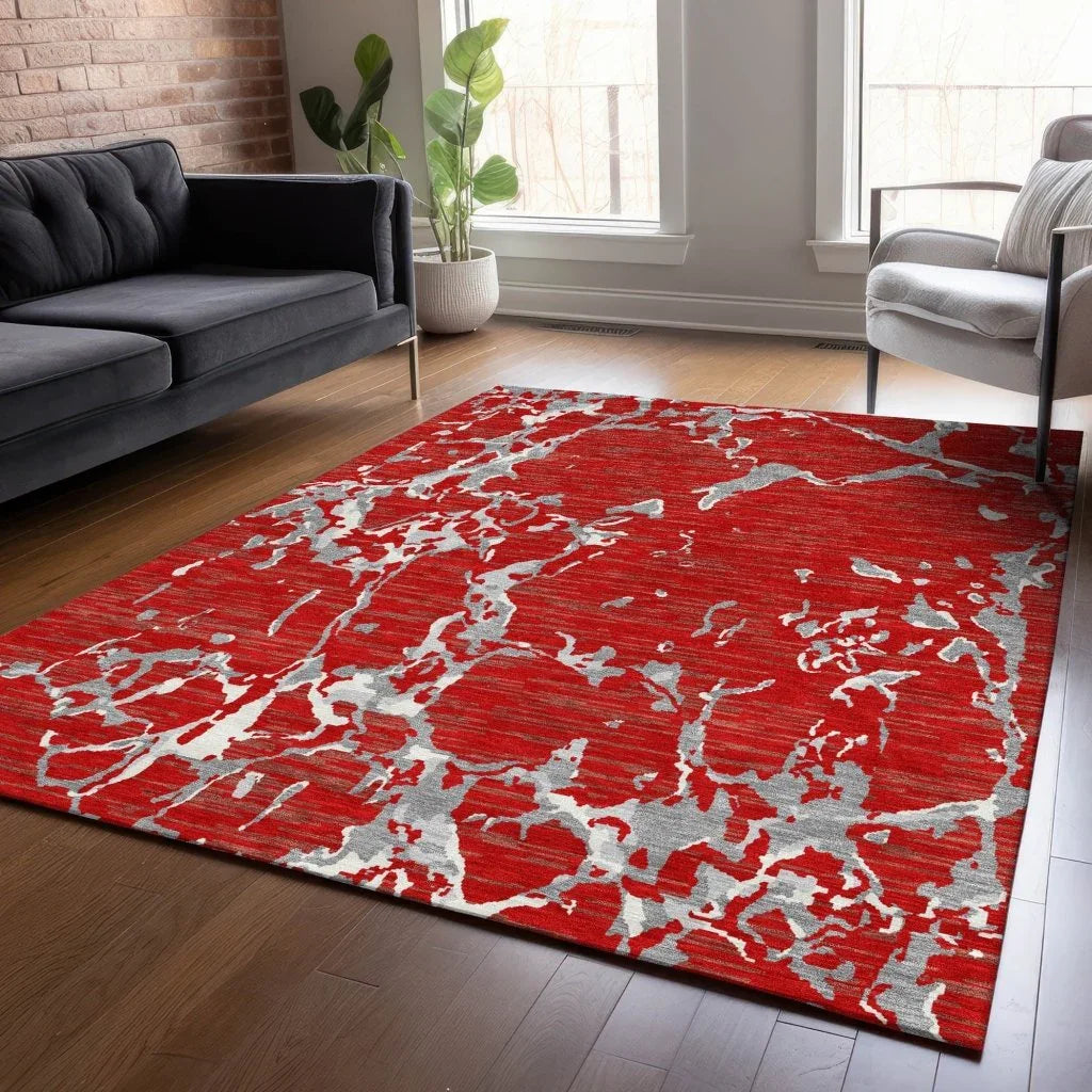 Oceana Red Washable Indoor-Outdoor Rug-Outdoor Rugs-LOOMLAN Rugs-LOOMLAN