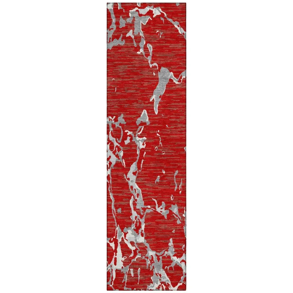 Oceana Red Washable Indoor-Outdoor Rug-Outdoor Rugs-LOOMLAN Rugs-2'3" x 7'6"-LOOMLAN