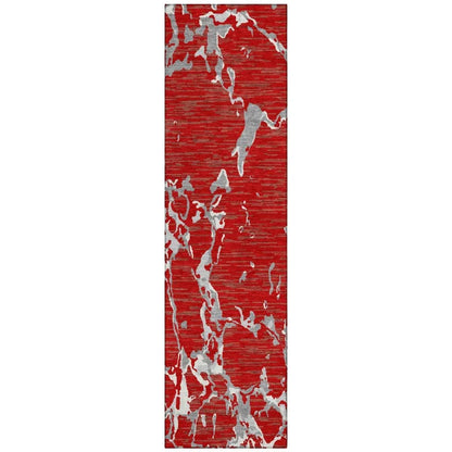 Oceana Red Washable Indoor-Outdoor Rug-Outdoor Rugs-LOOMLAN Rugs-2'3" x 7'6"-LOOMLAN