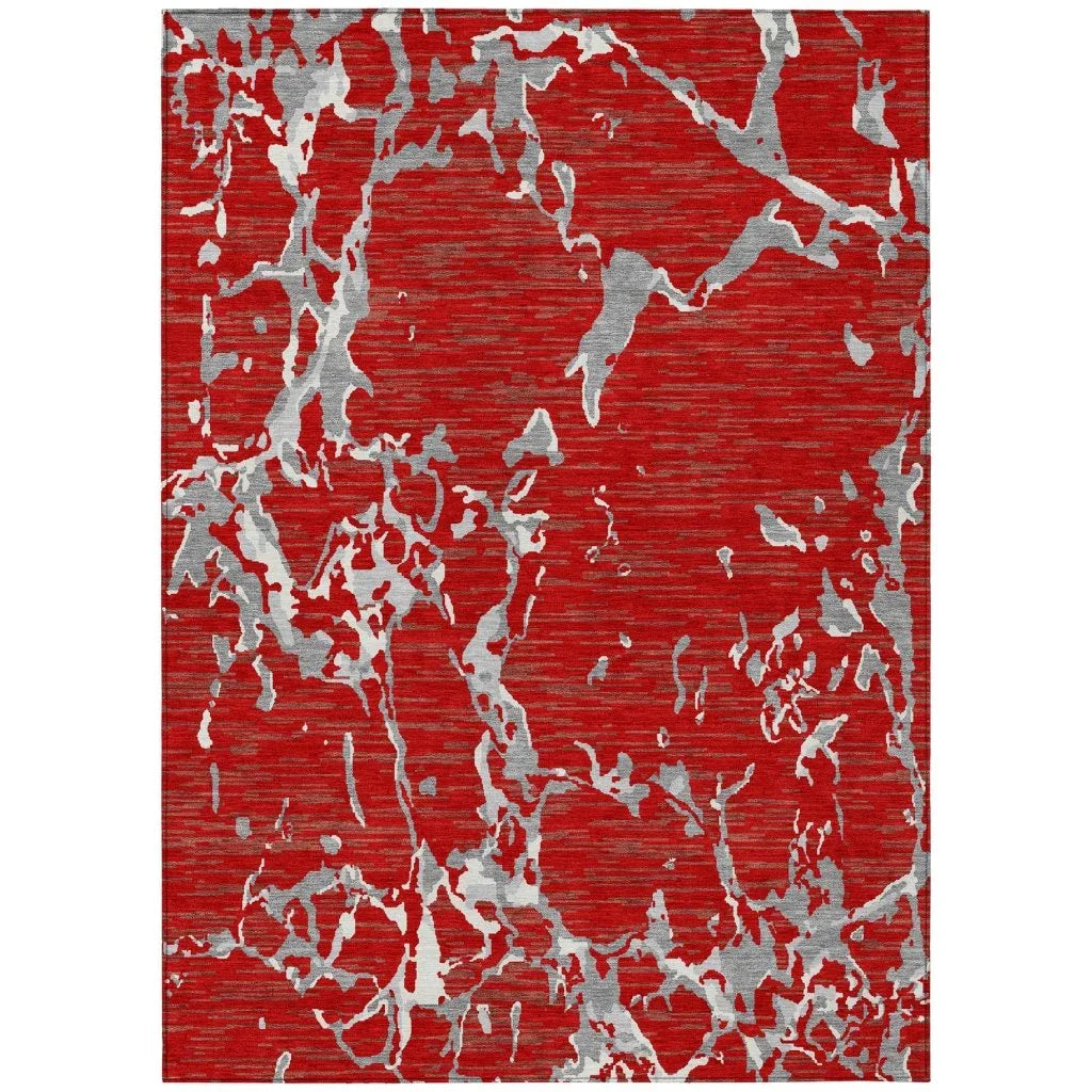 Oceana Red Washable Indoor-Outdoor Rug-Outdoor Rugs-LOOMLAN Rugs-2'6" x 3'10"-LOOMLAN