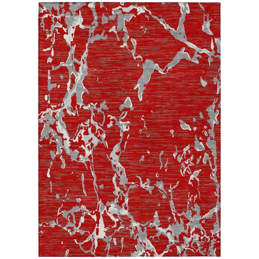 Oceana Red Washable Indoor-Outdoor Rug-Outdoor Rugs-LOOMLAN Rugs-2'6" x 3'10"-LOOMLAN