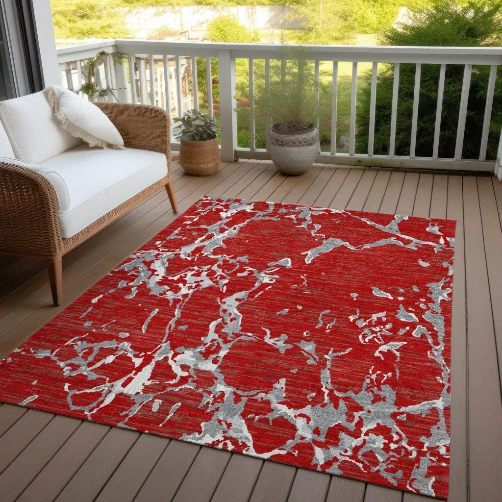 Oceana Red Washable Indoor-Outdoor Rug-Outdoor Rugs-LOOMLAN Rugs-LOOMLAN