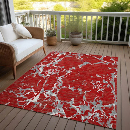 Oceana Red Washable Indoor-Outdoor Rug-Outdoor Rugs-LOOMLAN Rugs-LOOMLAN