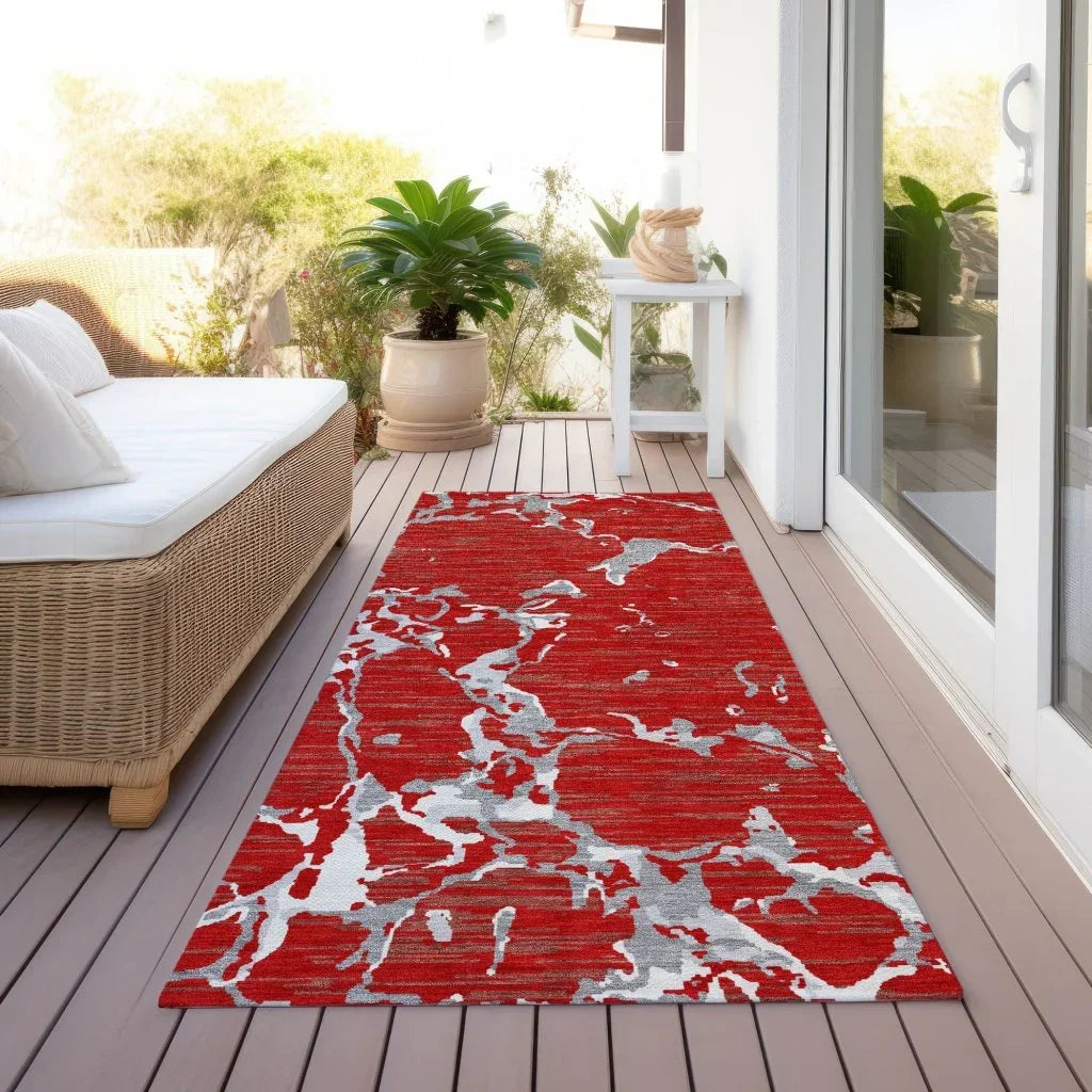 Oceana Red Washable Indoor-Outdoor Rug-Outdoor Rugs-LOOMLAN Rugs-LOOMLAN