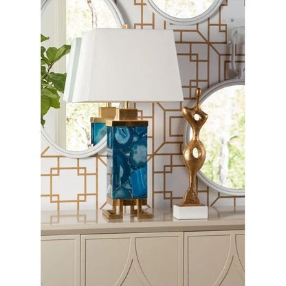 Oceans Blue Agate Gold Leaf Finish Table Lamp - LOOMLAN - Wildwood - Table Lamps
