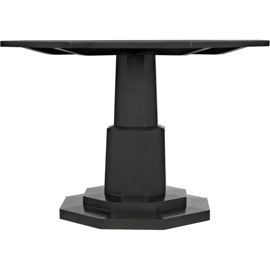 Octagon Wood Black Geometric Dining Table-Dining Tables-Noir-LOOMLAN