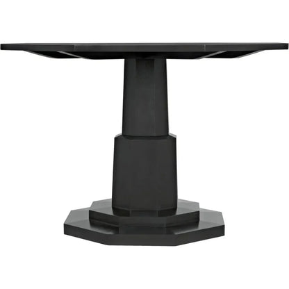 Octagon Wood Black Geometric Dining Table-Dining Tables-Noir-LOOMLAN