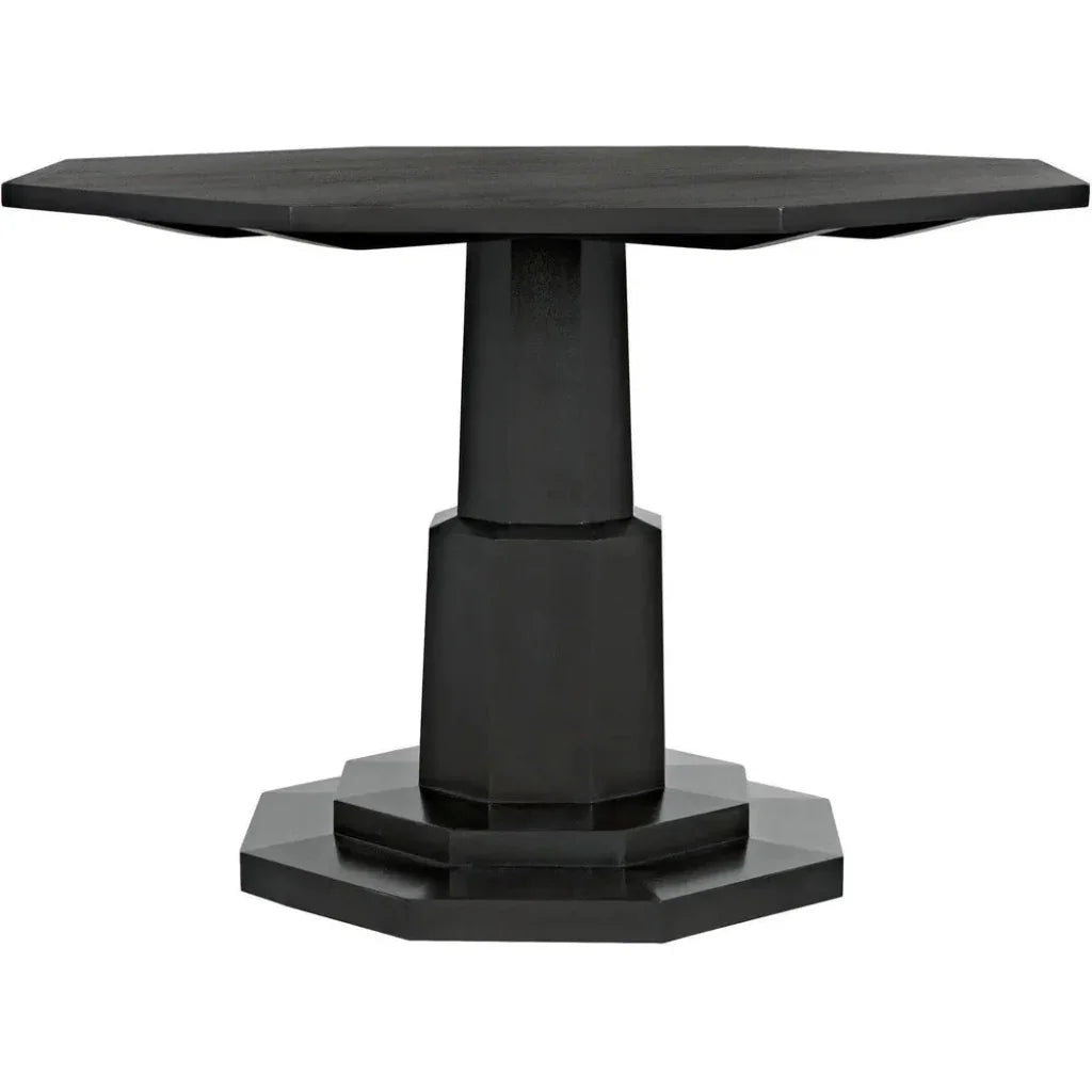 Octagon Wood Black Geometric Dining Table-Dining Tables-Noir-LOOMLAN