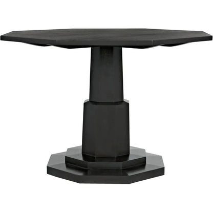 Octagon Wood Black Geometric Dining Table-Dining Tables-Noir-LOOMLAN