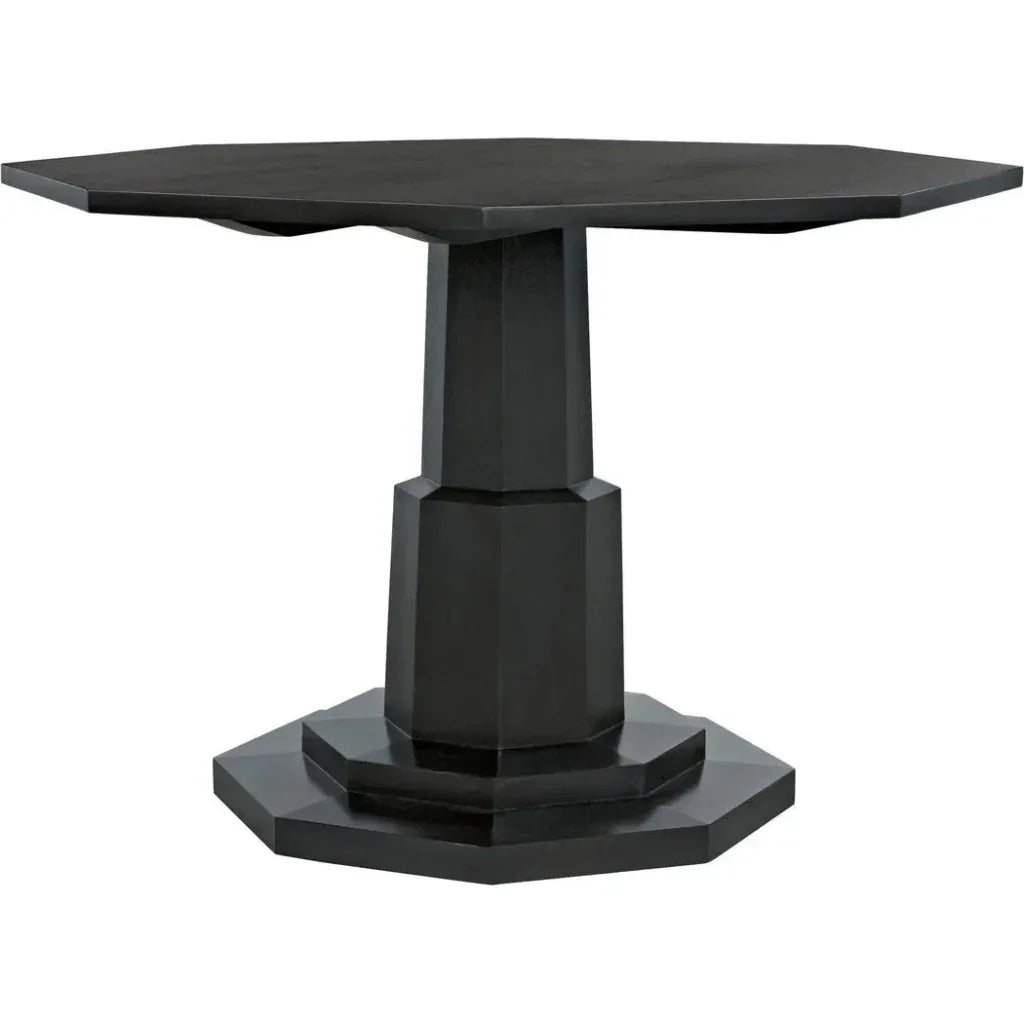 Octagon Wood Black Geometric Dining Table-Dining Tables-Noir-LOOMLAN
