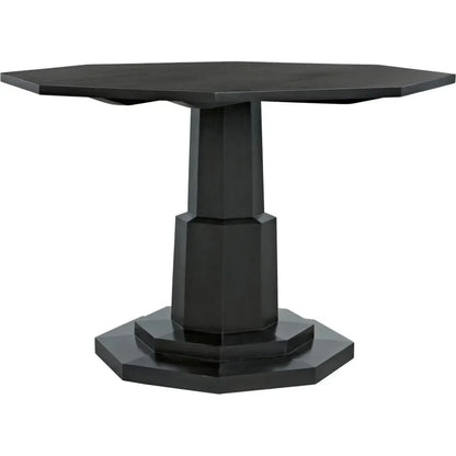 Octagon Wood Black Geometric Dining Table-Dining Tables-Noir-LOOMLAN