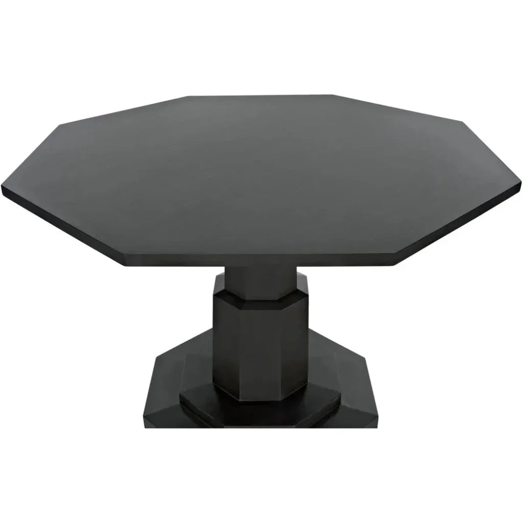 Octagon Wood Black Geometric Dining Table-Dining Tables-Noir-LOOMLAN