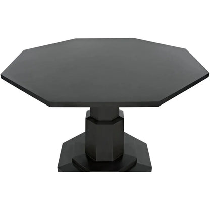 Octagon Wood Black Geometric Dining Table-Dining Tables-Noir-LOOMLAN
