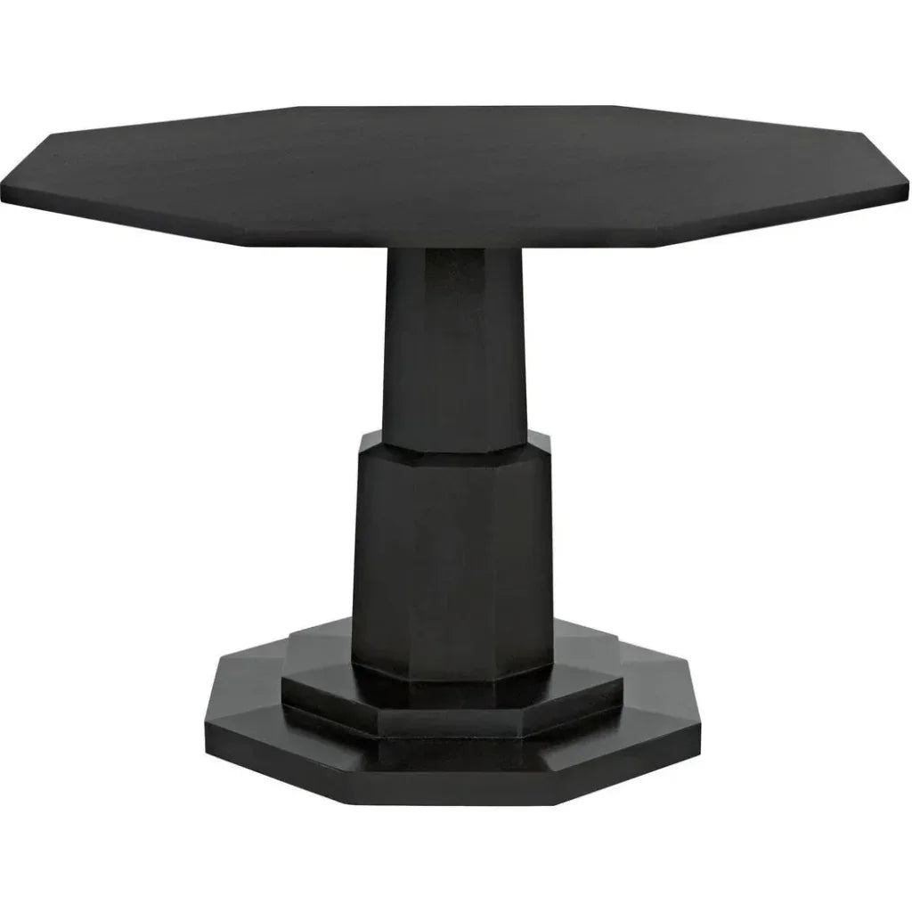 Octagon Wood Black Geometric Dining Table-Dining Tables-Noir-LOOMLAN