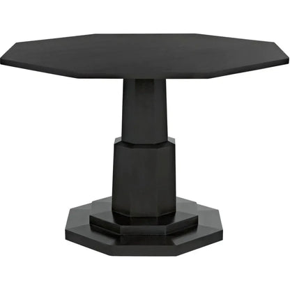Octagon Wood Black Geometric Dining Table-Dining Tables-Noir-LOOMLAN