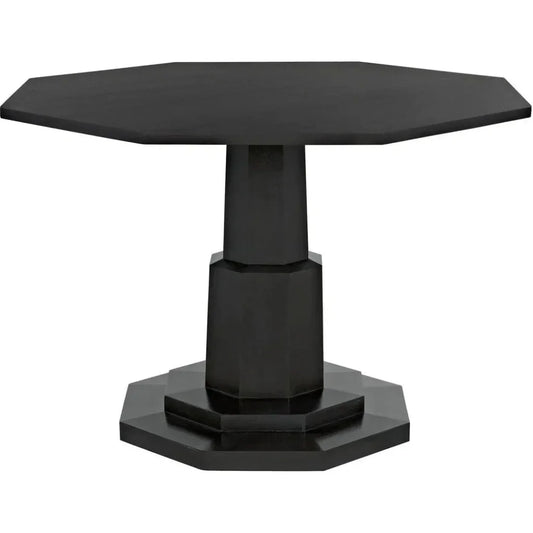 Octagon Wood Black Geometric Dining Table-Dining Tables-Noir-LOOMLAN