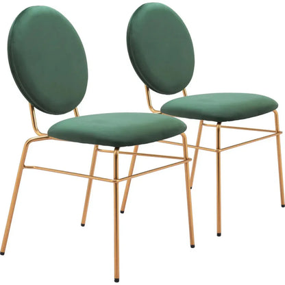 Odessa Green & Gold Armless Dining Chair 2PC - LOOMLAN - Zuo Modern - Dining Chairs
