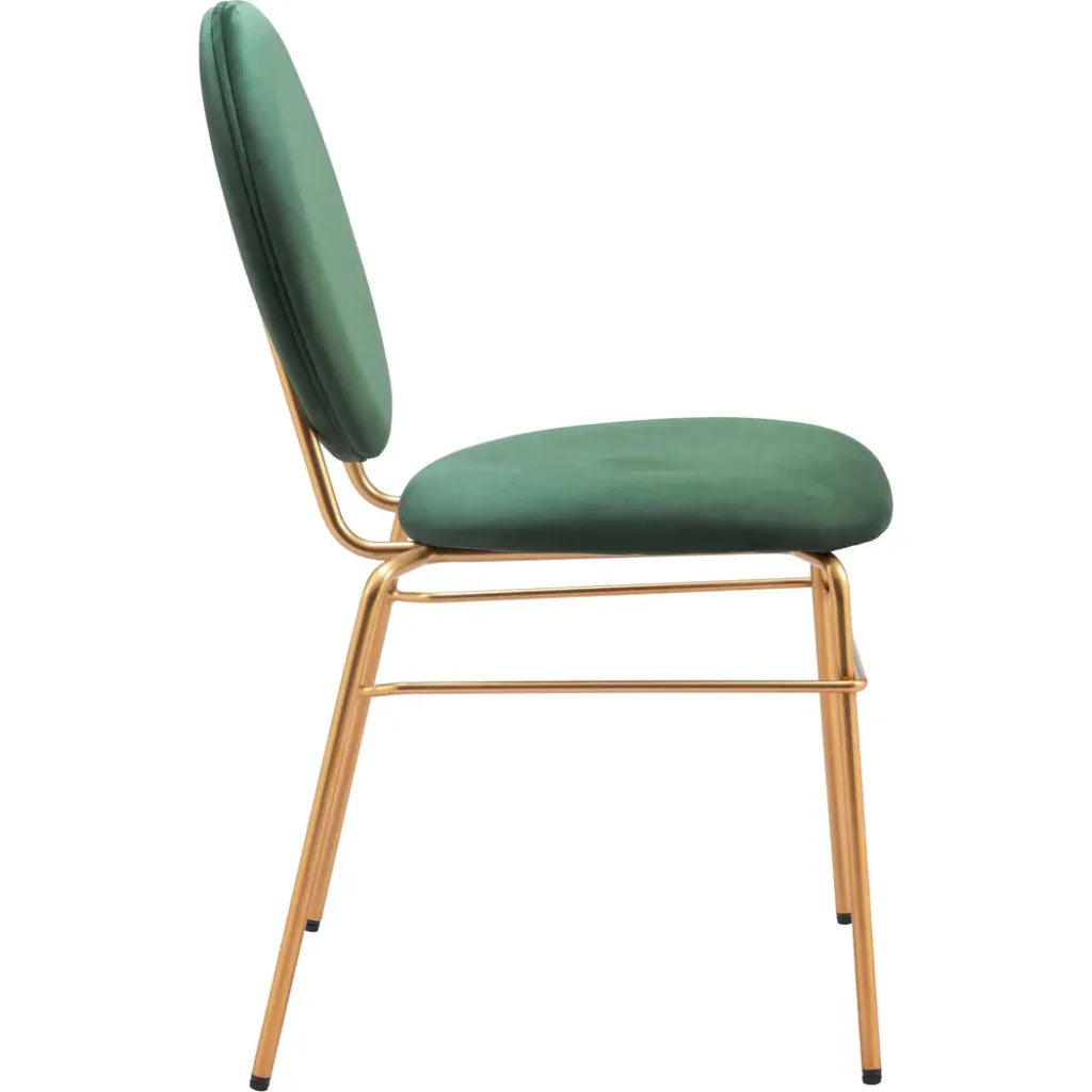 Odessa Green & Gold Armless Dining Chair 2PC - LOOMLAN - Zuo Modern - Dining Chairs