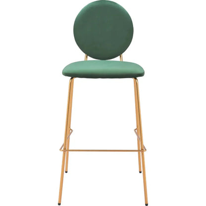 Odessa Green and Gold Barstool (Set of 2) - LOOMLAN - Zuo Modern - Bar Stools