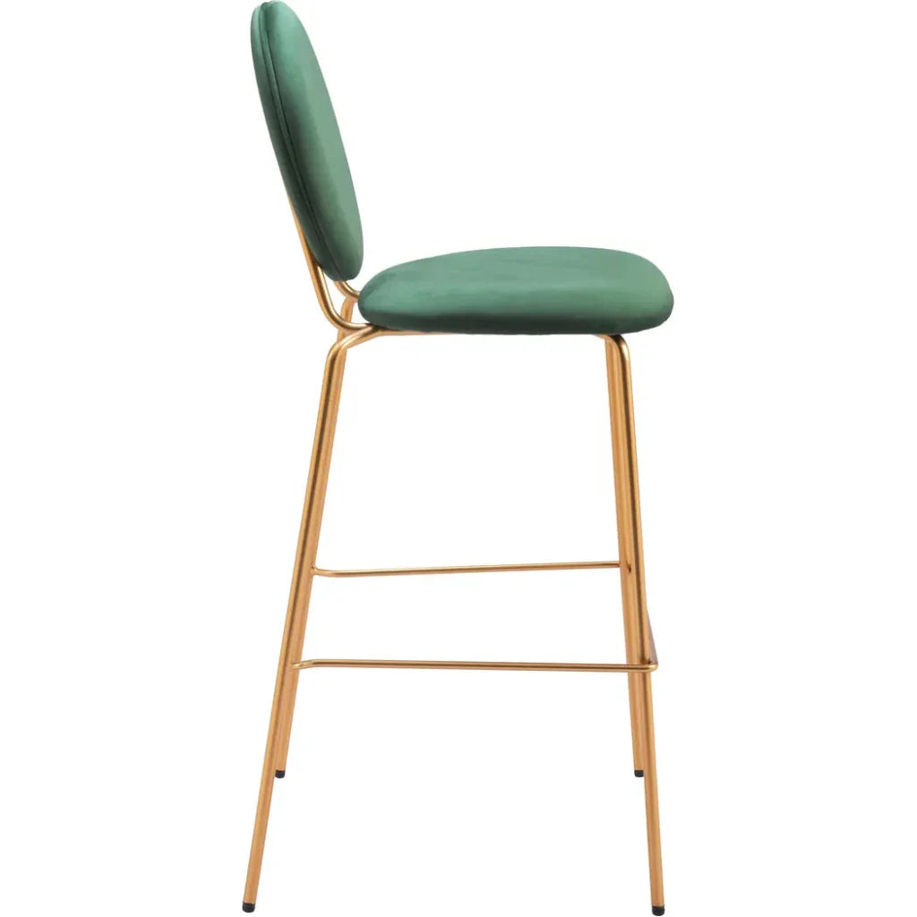 Odessa Green and Gold Barstool (Set of 2) - LOOMLAN - Zuo Modern - Bar Stools