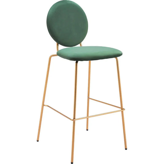 Odessa Green and Gold Barstool (Set of 2) - LOOMLAN - Zuo Modern - Bar Stools