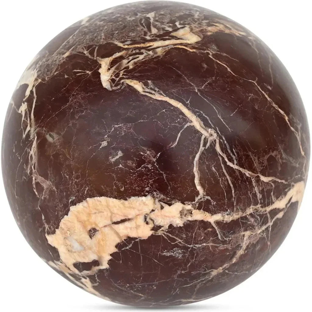 Odessa Sphere Red Levanto Marble Tabletop Accent - LOOMLAN - Moe's Home - Statues & Sculptures