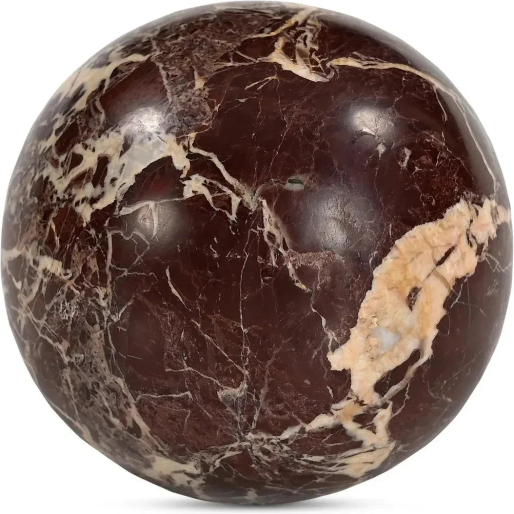 Odessa Sphere Red Levanto Marble Tabletop Accent - LOOMLAN - Moe's Home - Statues & Sculptures