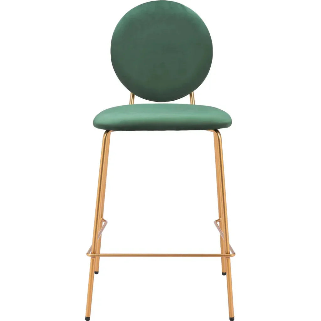 Odessa Steel Green & Gold Counter Stool 2PC - LOOMLAN - Zuo Modern - Counter Stools