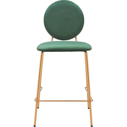 Odessa Steel Green & Gold Counter Stool 2PC - LOOMLAN - Zuo Modern - Counter Stools