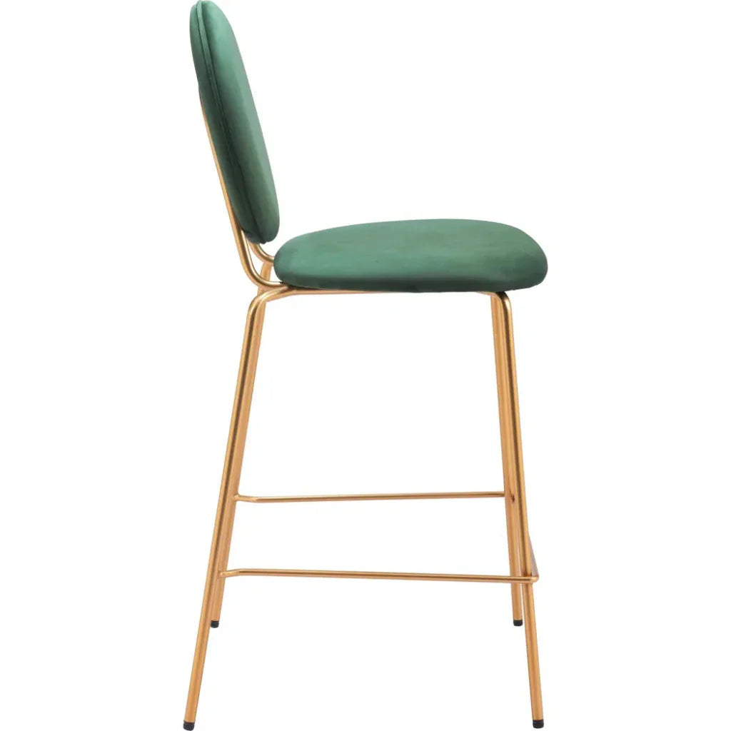 Odessa Steel Green & Gold Counter Stool 2PC - LOOMLAN - Zuo Modern - Counter Stools