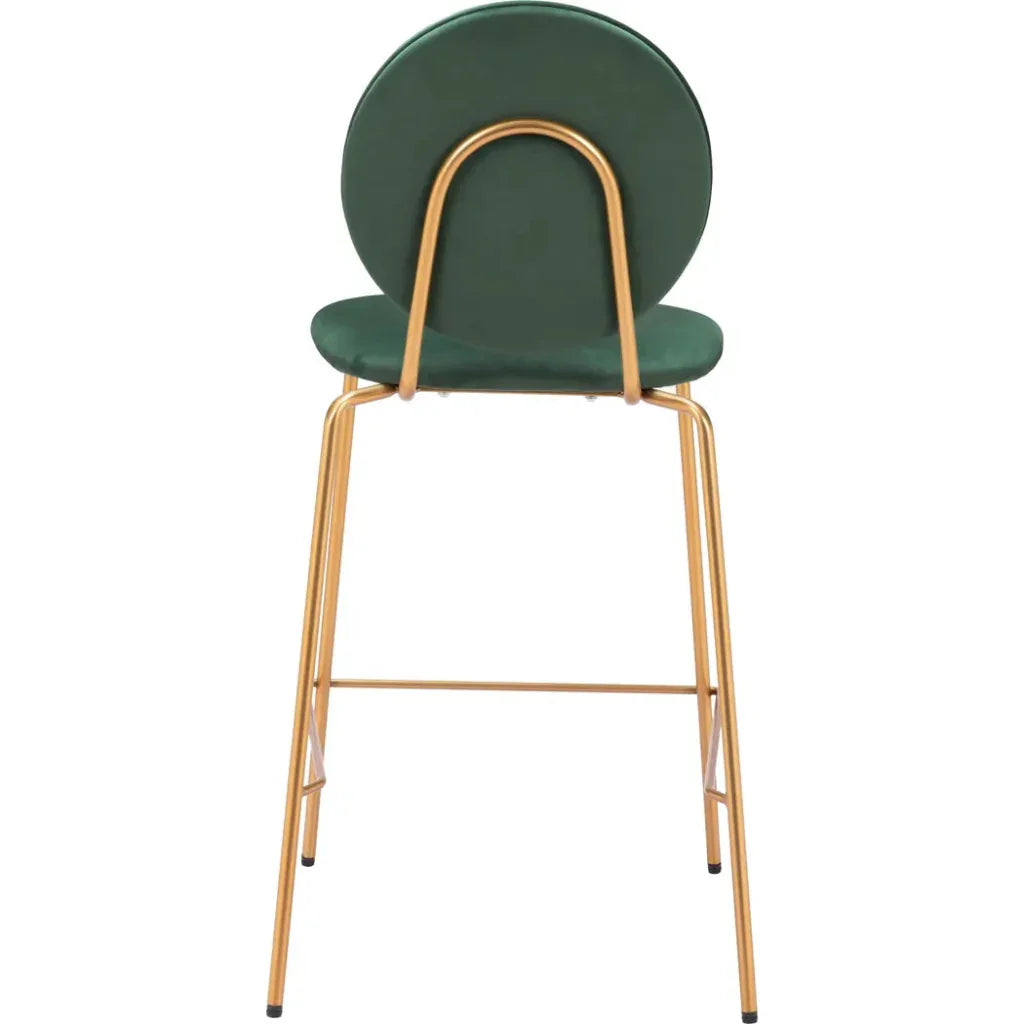 Odessa Steel Green & Gold Counter Stool 2PC - LOOMLAN - Zuo Modern - Counter Stools