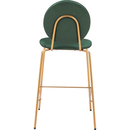 Odessa Steel Green & Gold Counter Stool 2PC - LOOMLAN - Zuo Modern - Counter Stools