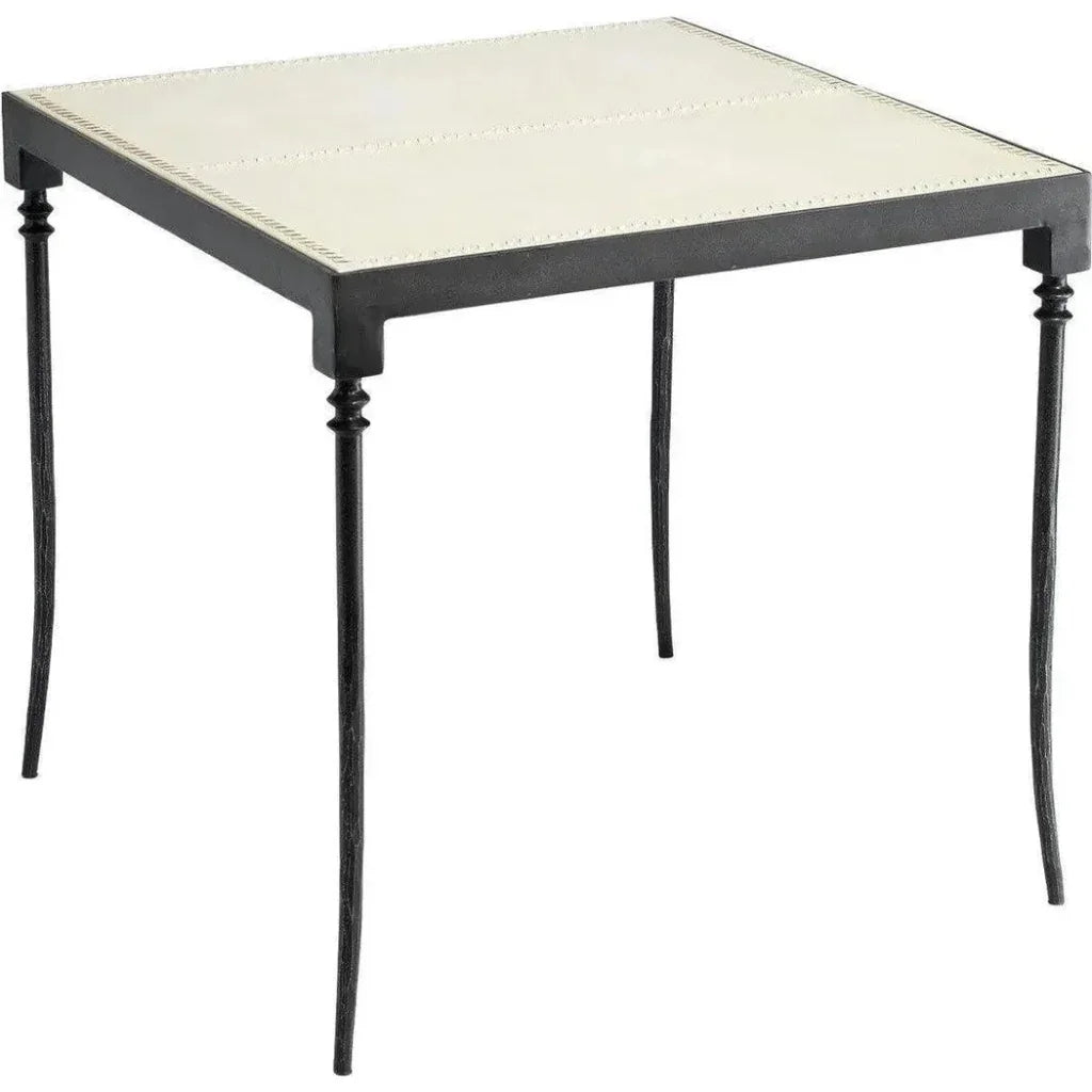 Off White Full Grain Leather Side Table Nevado - LOOMLAN - Jamie Young - Side Tables