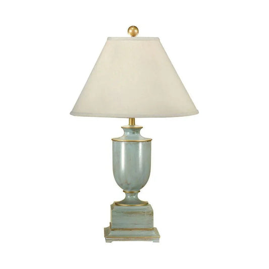 Old Washed Linen Shade Gold Accents Urn Table Lamp - LOOMLAN - Wildwood - Table Lamps