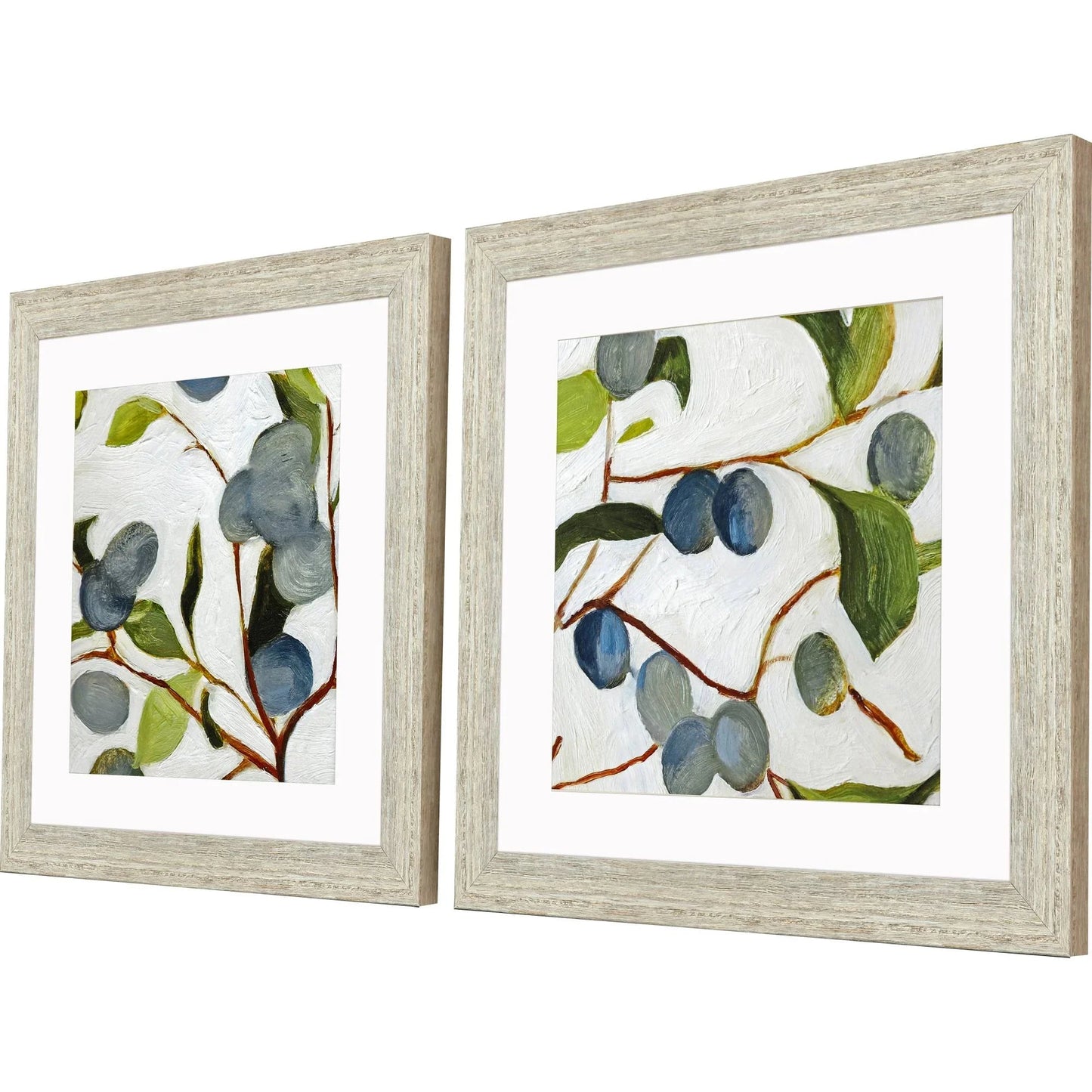Olive Branches II Green Framed Wall Art 2PC