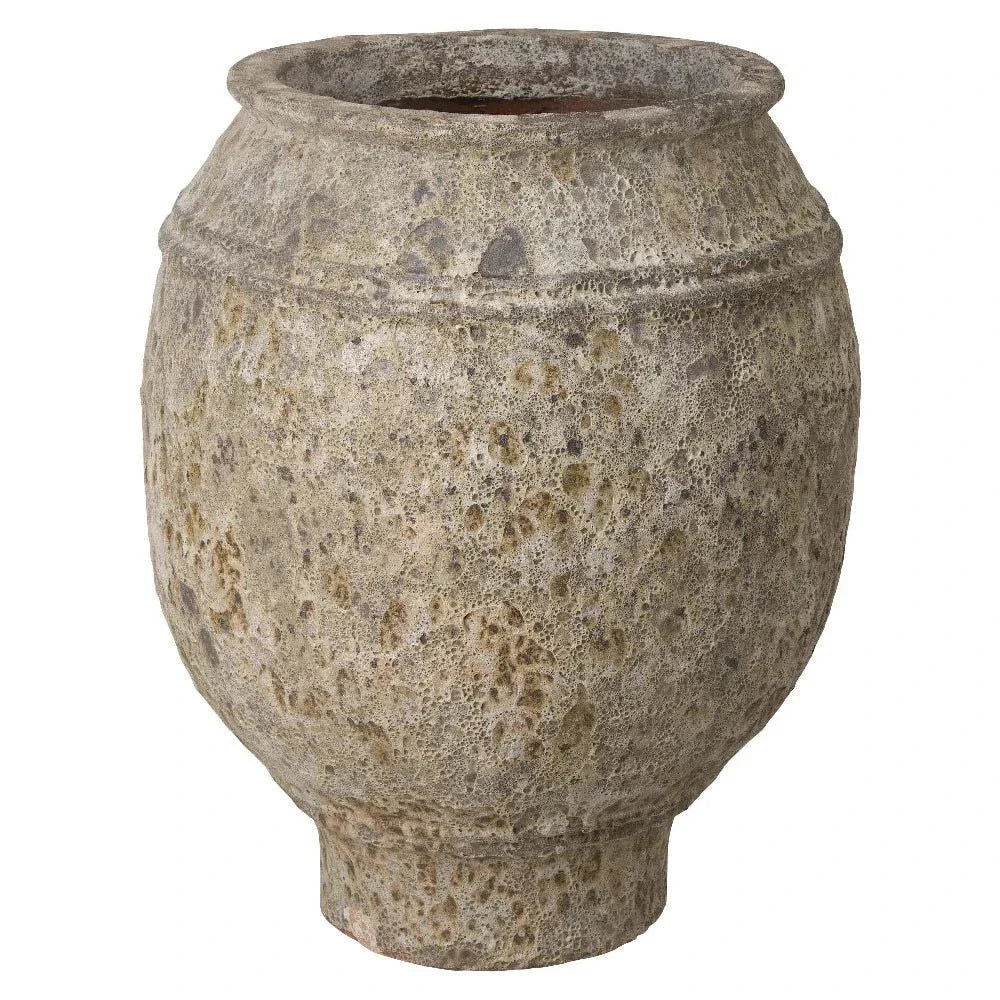 Olive Reef Green Ceramic Round Jar - LOOMLAN - Emissary - Planters