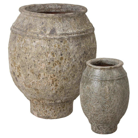 Olive Reef Green Ceramic Round Jar - LOOMLAN - Emissary - Planters