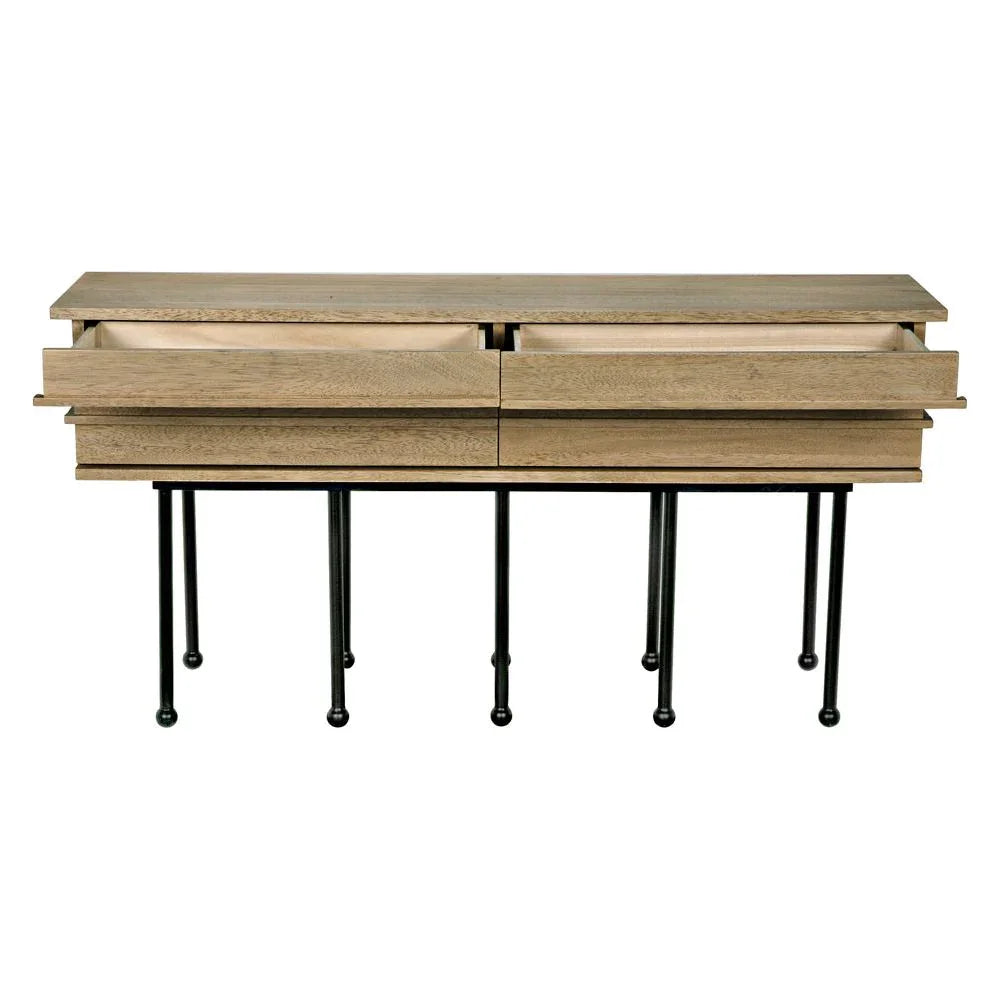 Oliver Steel Base Wooden Console Table - LOOMLAN - Noir - Console Tables